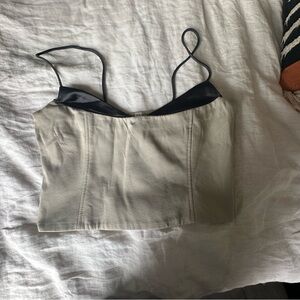 Stylish Beige and Black Crop Top